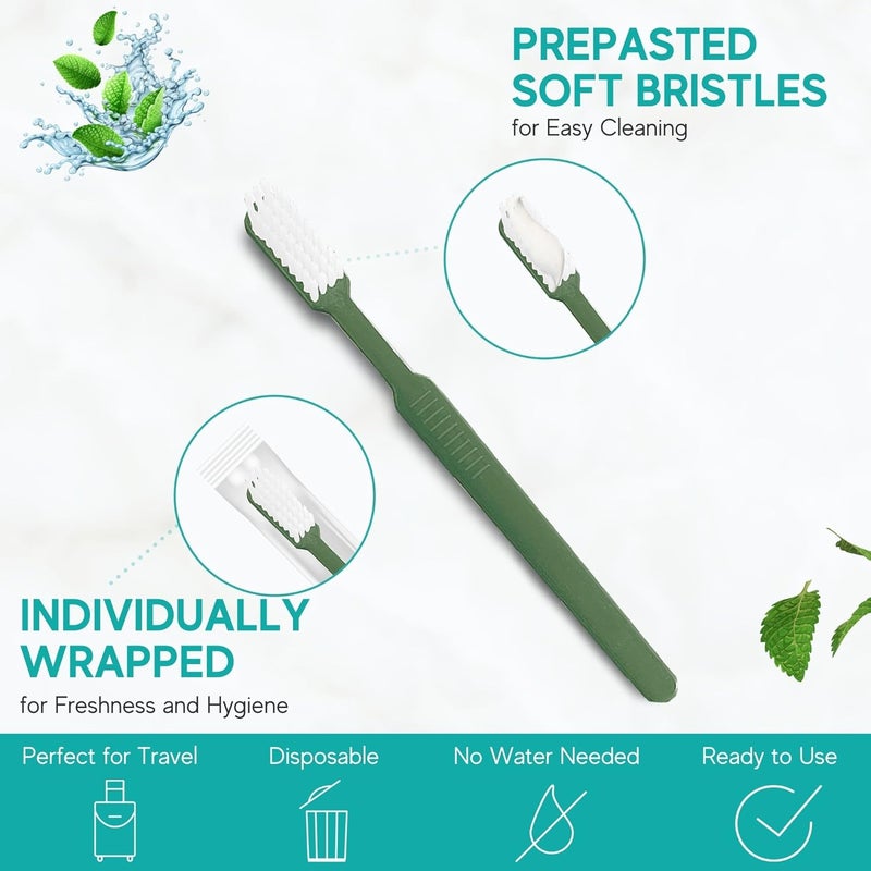 Avistar 40 Prepasted Disposable Toothbrushes Individually Wrapped - Single Use Pre Pasted Disposable Toothbrushes with Toothpaste Built in - Waterless Toothbrush for Travel, Guests, Hotel, & Camping - Image 3